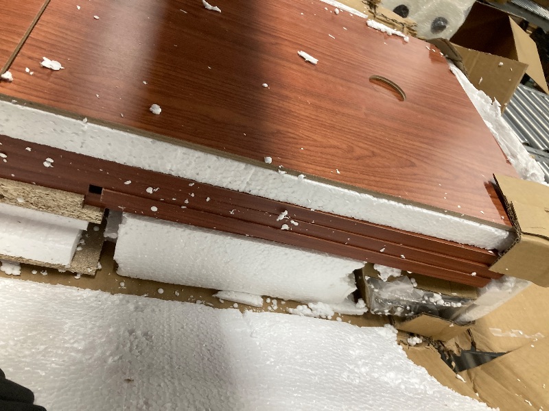 Photo 1 of *HEAVY* HODEDAH IMPORT Tall Standing Kitchen Cabinet with Top and Bottom Enclosed Cabinet Space, 1-Drawer, Large Open Space for Microwave in Cherry