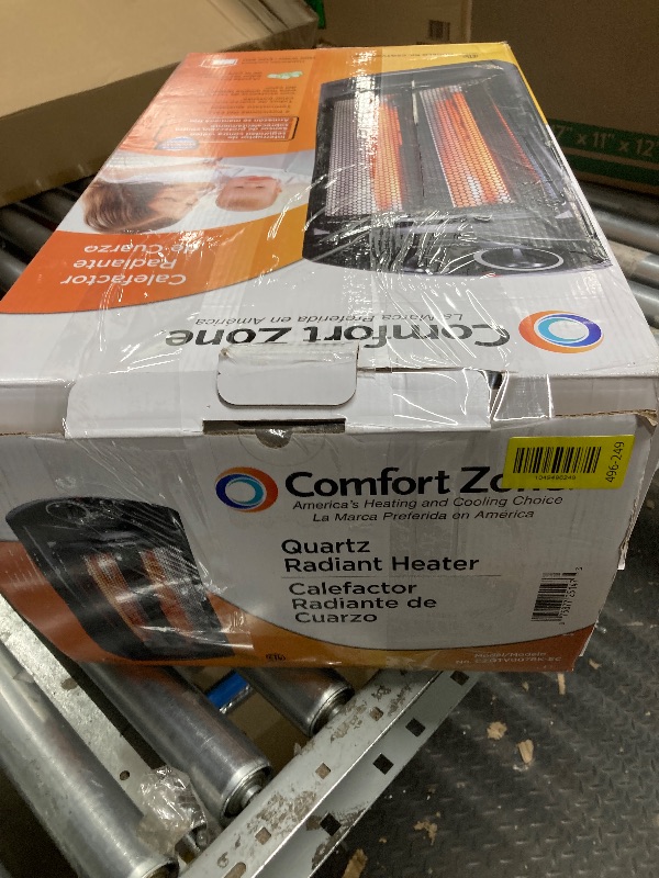 Photo 1 of *PARTS ONLY* *SELLING AS IS* Comfort Zone Space Heaters for Indoor Use, Portable Electric Heater, Adjustable Thermostat, Infrared Heat, Quartz Tower Space Heater with 2 Heat Settings, Bedroom Heater, Black