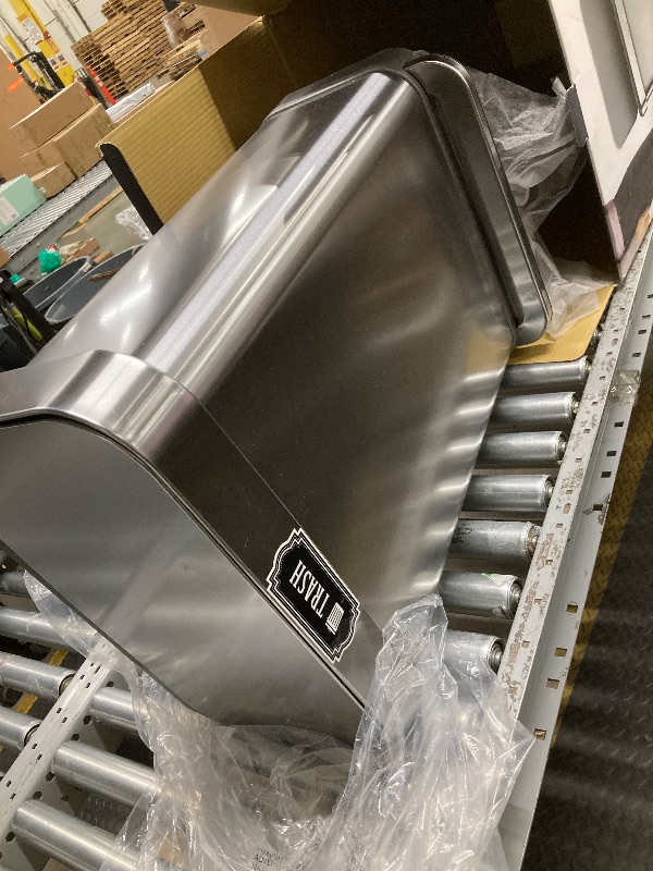Photo 1 of *Dirty* *Small dents on the lid* simplehuman 55 Liter / 14.5 Gallon Rectangular Hands-Free Kitchen Step Trash Can with Soft-Close Lid, Brushed Stainless Steel