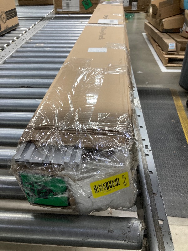 Photo 1 of *Chipped end the the divider* Heefen Adjustable Panel Track Blinds Light Filteringt Vertical Blinds with Valance, Sliding Glass Door Blinds, Room Dividers, Retractable Track from 74" to 133" W, Trimmable Panel Up to 102" H (White)