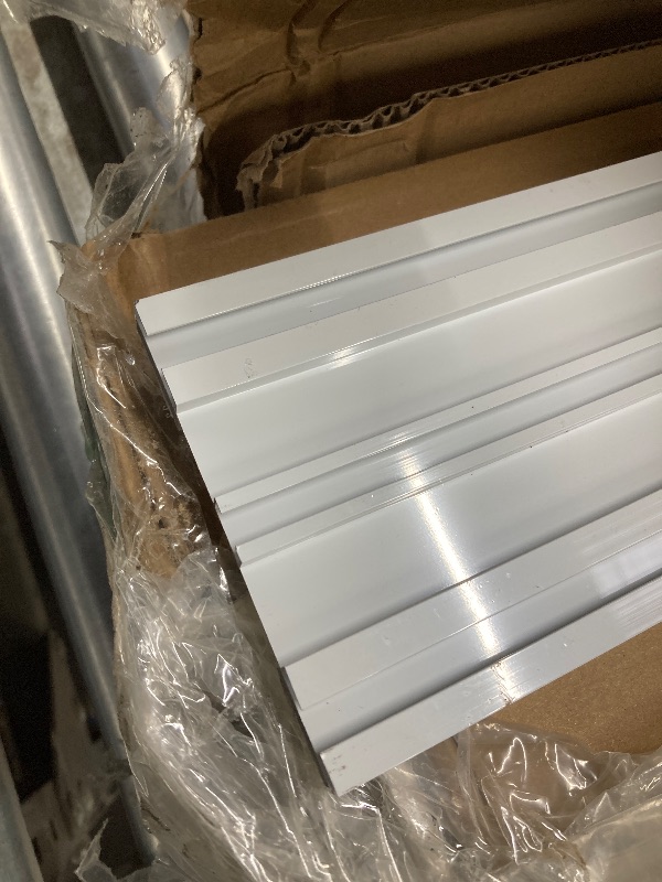 Photo 1 of *Chipped end the the divider* Heefen Adjustable Panel Track Blinds Light Filteringt Vertical Blinds with Valance, Sliding Glass Door Blinds, Room Dividers, Retractable Track from 74" to 133" W, Trimmable Panel Up to 102" H (White)