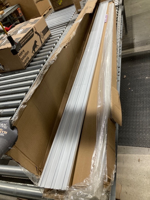 Photo 1 of *Chipped end the the divider* Heefen Adjustable Panel Track Blinds Light Filteringt Vertical Blinds with Valance, Sliding Glass Door Blinds, Room Dividers, Retractable Track from 74" to 133" W, Trimmable Panel Up to 102" H (White)