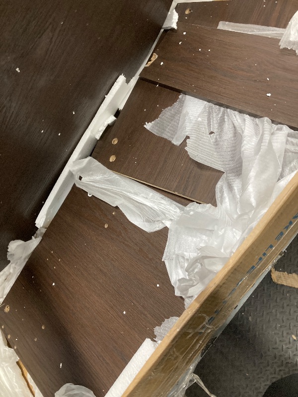 Photo 1 of *HEAVY* *Pieces chipped/Broken* LINSY Lift Top Coffee Table, Oval Fluted Coffee Table with Storage, Mid Century Modern Wooden Coffee Tables with Sliding Tambour Door, 39" Center Table for Living Room, Office, Small Space, Walnut