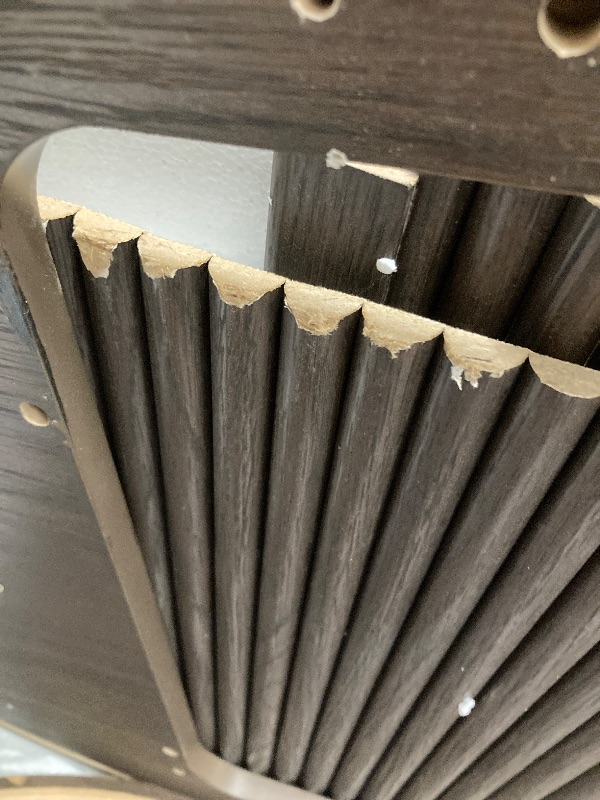 Photo 1 of *HEAVY* *Pieces chipped/Broken* LINSY Lift Top Coffee Table, Oval Fluted Coffee Table with Storage, Mid Century Modern Wooden Coffee Tables with Sliding Tambour Door, 39" Center Table for Living Room, Office, Small Space, Walnut