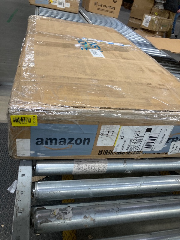 Photo 1 of *HEAVY* *Pieces chipped/Broken* LINSY Lift Top Coffee Table, Oval Fluted Coffee Table with Storage, Mid Century Modern Wooden Coffee Tables with Sliding Tambour Door, 39" Center Table for Living Room, Office, Small Space, Walnut