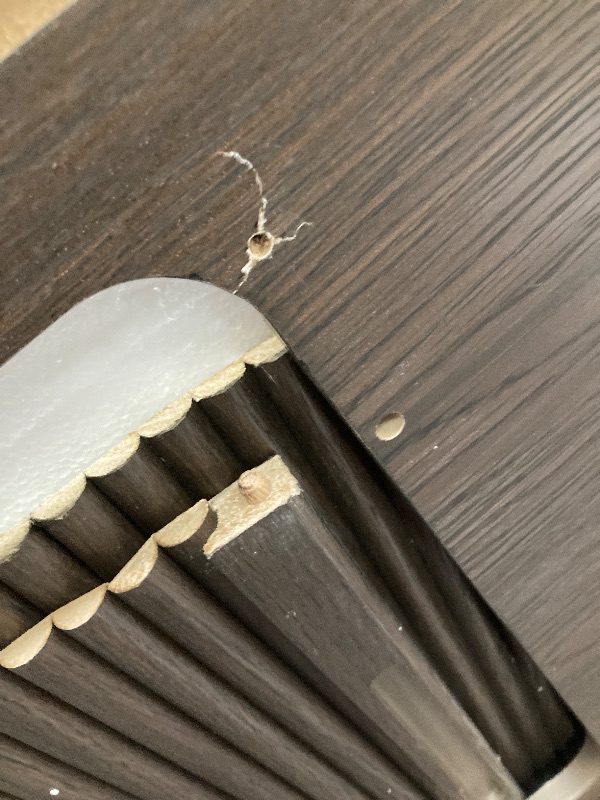 Photo 1 of *HEAVY* *Pieces chipped/Broken* LINSY Lift Top Coffee Table, Oval Fluted Coffee Table with Storage, Mid Century Modern Wooden Coffee Tables with Sliding Tambour Door, 39" Center Table for Living Room, Office, Small Space, Walnut