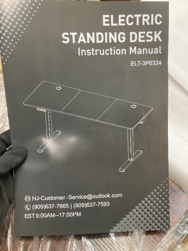 View 5 of *Desk top pieces cracked on the end* edx Electric Standing Desk, Height Adjustable Desk, 63 x 24 Inches Ergonomic Stand up Desk with Memory Preset and T-Shaped Metal Bracket for Home Office