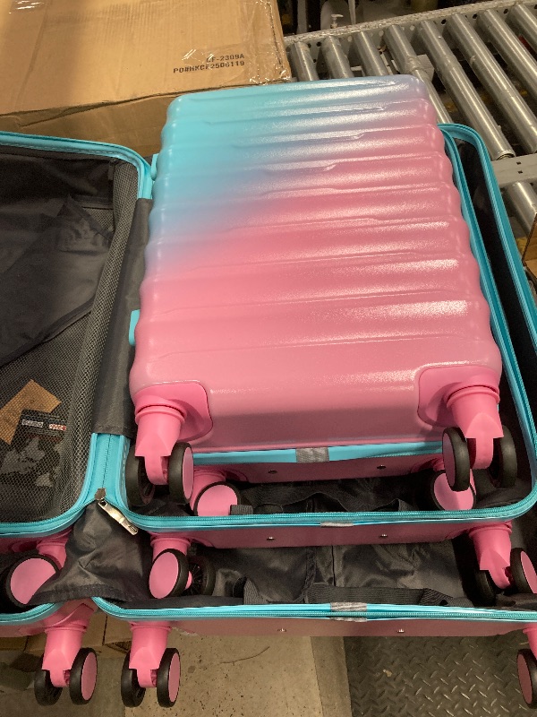 Photo 1 of *Minor scratch* Zimtown Hardshell Luggage Sets 3 Piece Gradient Color Suitcase with TSA Lock Spinner Wheels Pink+Blue
