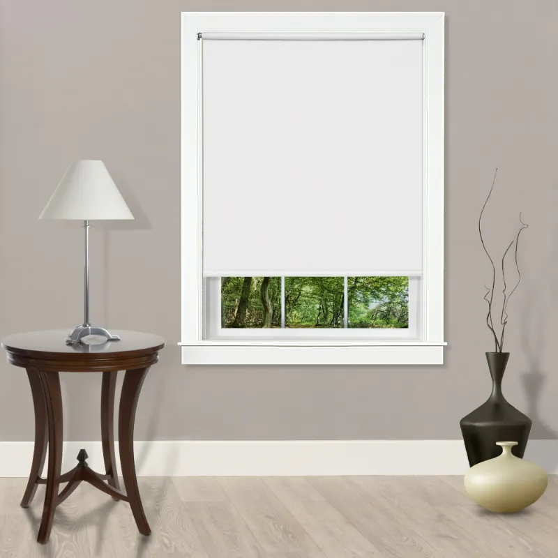 View 1 of *Roller is bent/dented* Achim Cords Free Tear Down Indoor Cordless White Vinyl Room Darkening Window Roller Shade, 72" L x 55" W
