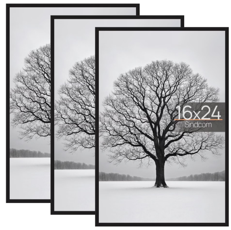 Photo 1 of *Minor damage to a corner* Sindcom 16x24 Picture Frames , Gallery Wall Poster Frames Set of 3 , Black
