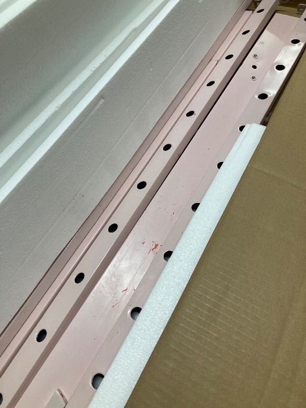 Photo 1 of *Unsure if pieces are missing* *Dirty/scratched/red paint residue* Zimtown Upgrated Twin Loft Bed with Ladder Metal Bunk Bed with Flat Step Ladder, Pink
