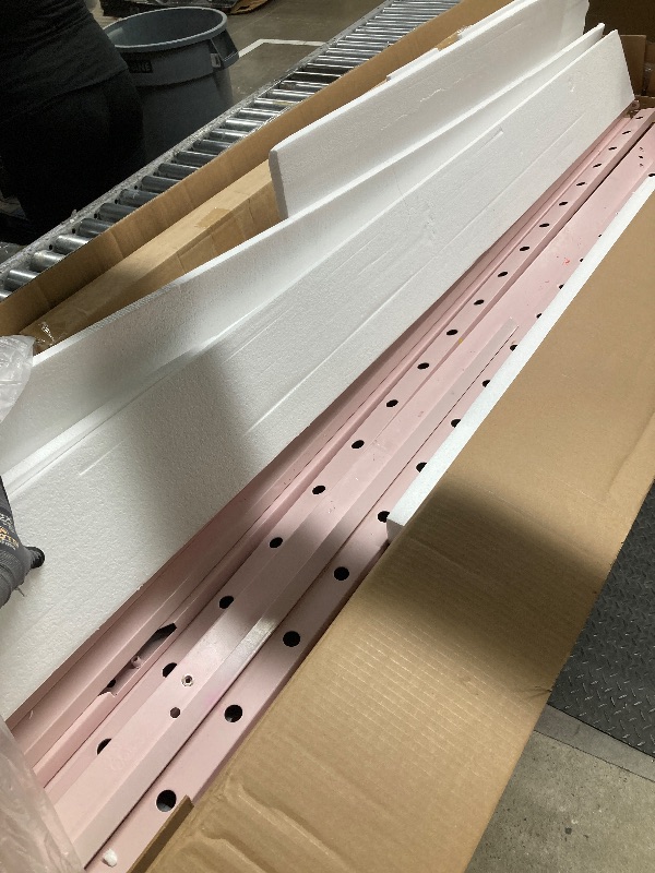 Photo 1 of *Unsure if pieces are missing* *Dirty/scratched/red paint residue* Zimtown Upgrated Twin Loft Bed with Ladder Metal Bunk Bed with Flat Step Ladder, Pink
