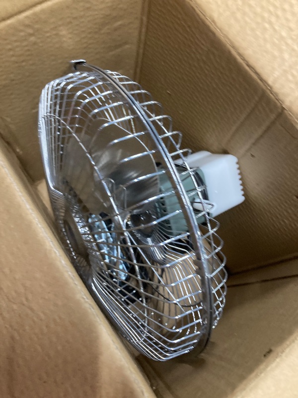 Photo 1 of 10-Inch Silver Cigarette Lighter Fan, Two-Speed Adjustment, 360-Degree Rotation, Clip-On Design 12 Volt Fan, Perfect for Cars, Trucks, RVs and More (Cord Length 6.56FT)