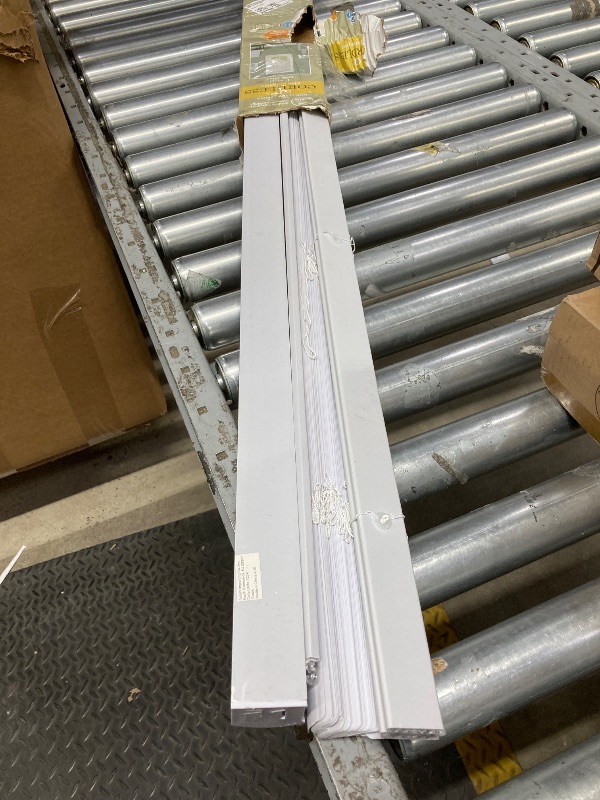 Photo 1 of *Blinds damaged* Cordless Light Filtering Mini Blinds for Indoor Windows - 34 Inch Width, 64 Inch Length, 1" Slat Size - Pearl White - Cordless GII Morningstar Window Blinds for Interior by Achim Home Decor