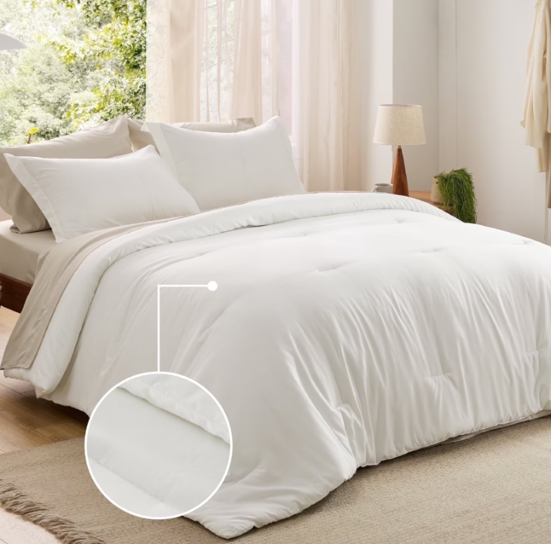 Photo 1 of *Please Wash* King Size Comforter Set Beige, 7 Pieces Lightweight Bedding Sets Boho, with Comforter, Sheets, Pillowcases & Shams, 80GSM