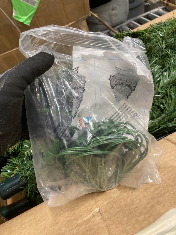 Photo 1 of *Some lights may not work properly* EDX 7.5ft Pre-lit Pencil Christmas Tree, Green Artificial Spruce Slim Christmas Trees, With 350 Incandescent Lights, 860 Branch Tips & Foldable Base, For Home, Office, Party Decoration
