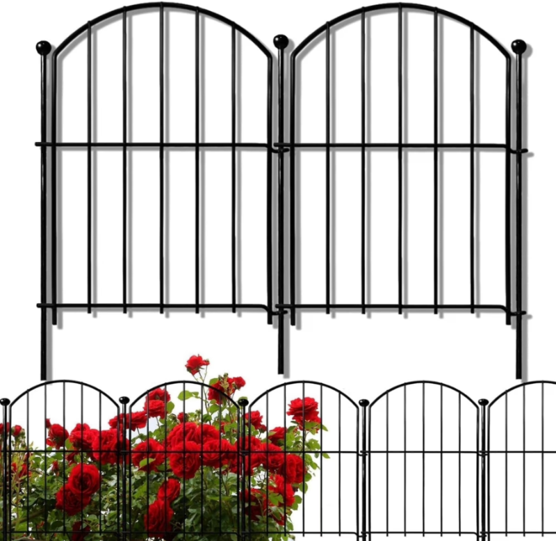 View 1 of *Scratches on the poles* *Used* Blingluck Decorative Garden Fence 21in x26ft, 26 Pack Rustproof Metal No Dig Fence for Dog, up to 26 ft Coverage Area
