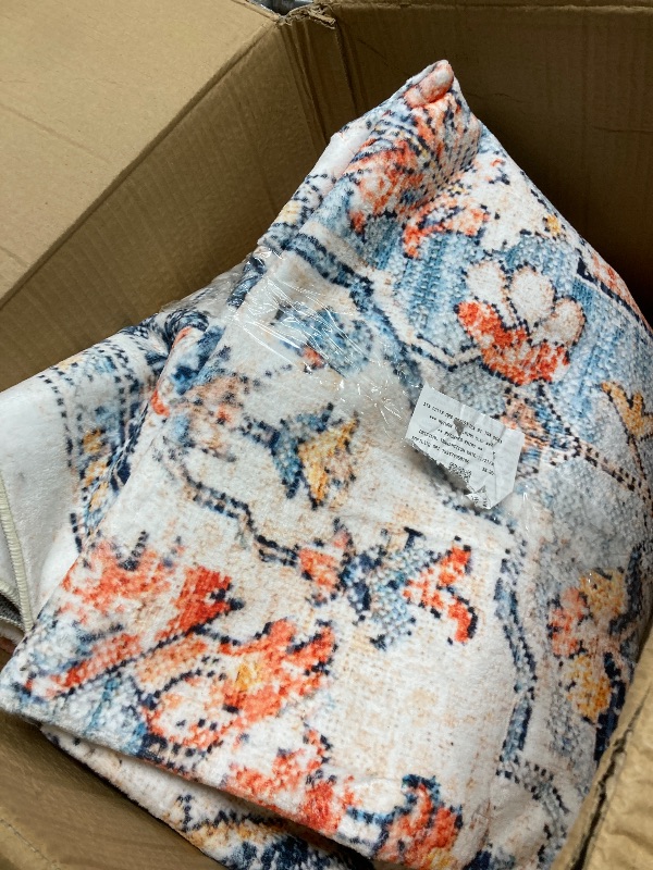 Photo 1 of *Size Unknown* Area Rug, Blue, Orange, White