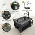 View 1 of **HAS KNIFE CUT ON BOTTOM UNDERSIDE PAD-SEE PIC***Vomeast Baby Playard with Bassinet,Portable Foldable Pack and Play with Toy Bar(Grey)