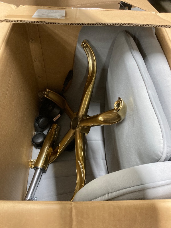 Photo 1 of COOLHUT Office Desk Chair with Padded, Velvet Vanity Chair with Back and Wheels, Comfy Home Office Chiar with Gold Legs, Height Adjustable, Rolling Chair for Vanity Room, Makeup Room, Bedroom, Gray