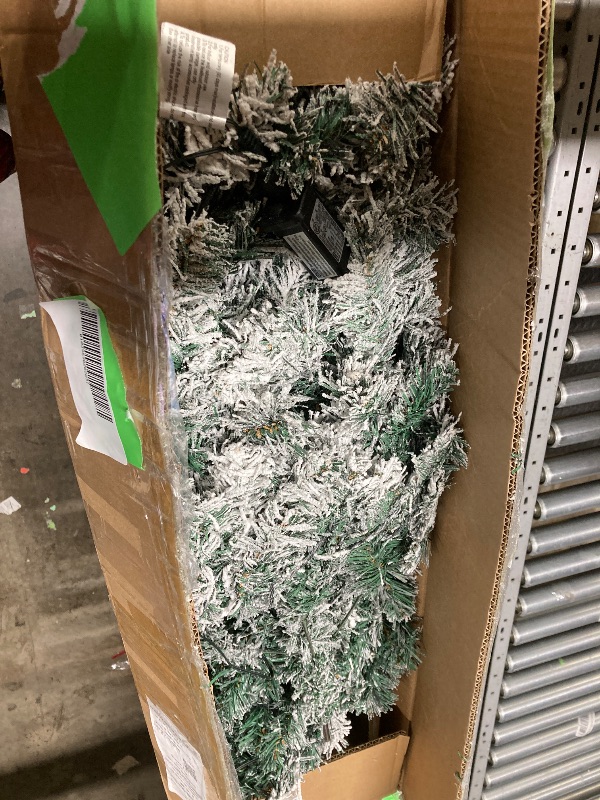 Photo 1 of ***LIGHTS DO NOT WORK***Ktaxon 6FT Pre-lit Christmas Tree, Snow Flocked Artificial Xmas Pine Tree Hinged with 800 Branch Tips, 300 Lights for Indoor Outdoor Decorations***LIGHTS DO NOT WORK***