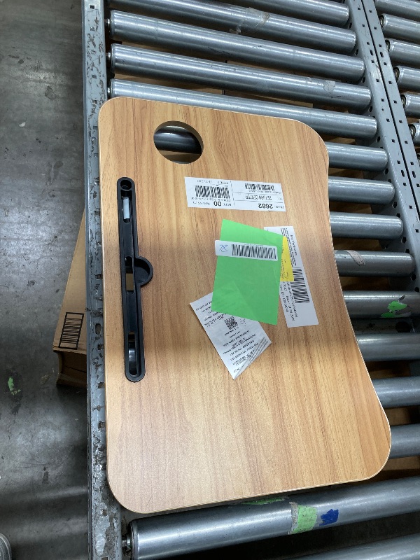 Photo 1 of **NO BOX***PHANCIR Foldable Lap Desk, 23.6 Inch Portable Wood Laptop Desk Table Workspace Office Organizer Bed Sofa Tray with Slots/Cup Holder/Drawer, Anti-Slip for Reading Writing Eating Watching, Walnut