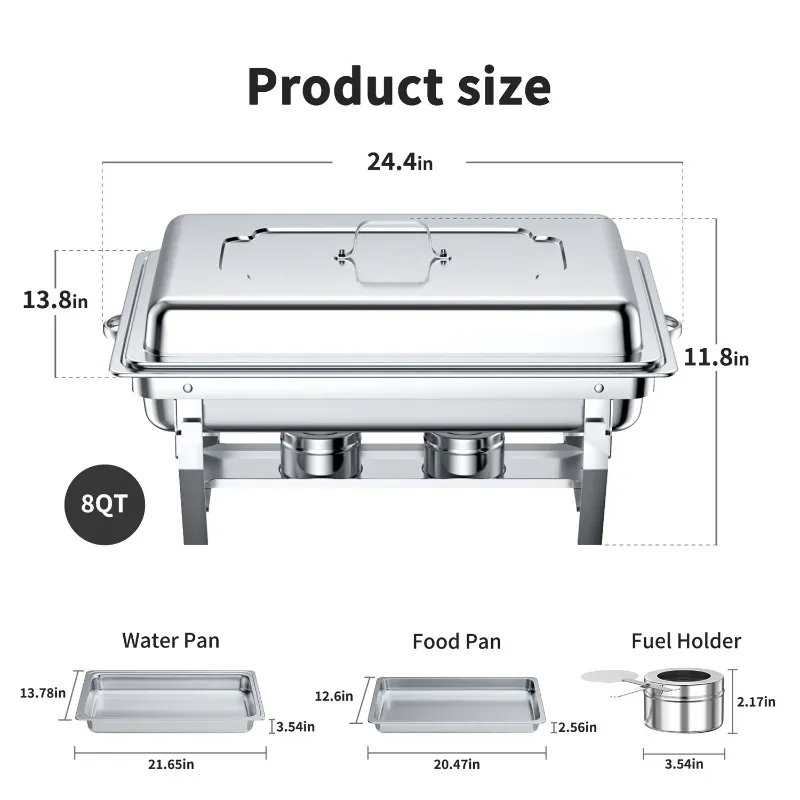 Photo 1 of ***Parts only***
Chafing Dish Buffet TINANA 8QT Stainless Steel Chafing Dishes for Buffet, hafers and Buffet Warmers Sets for Parties, Events, Wedding, Camping, Dinner