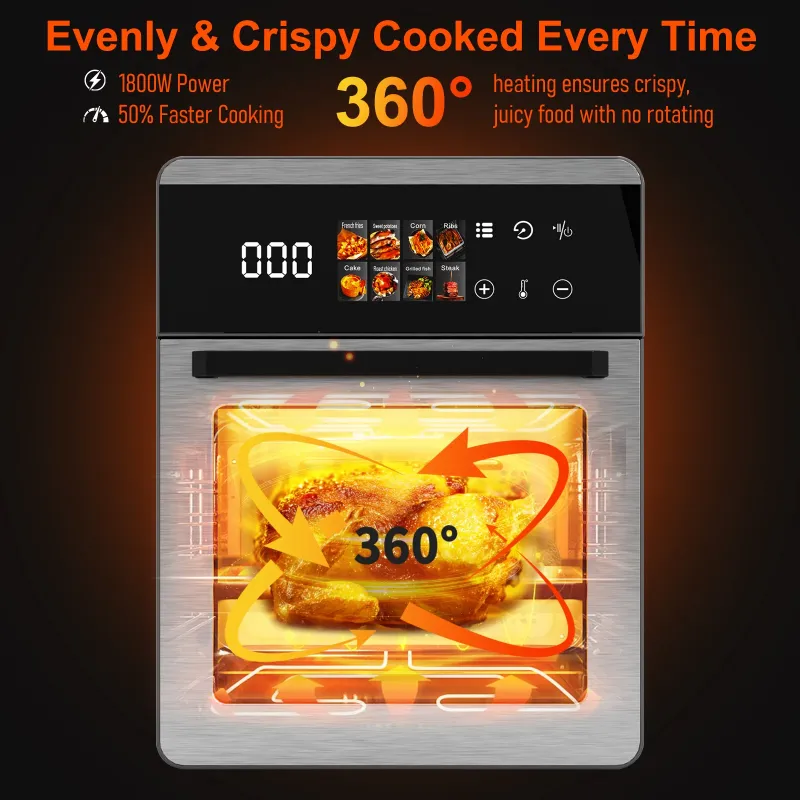 Photo 1 of **NO BOX/HAS A CRACK ON SIDE- SEE PICS***Bluebow 21QT Air Fryer Oven, 8-In-1 Multifunctional, Digital Touchscreen, Extra Large Countertop Oven for Family