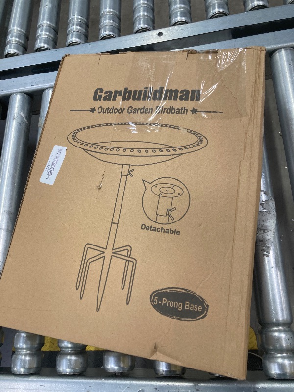 Photo 1 of ***MISSING PART*** Garbuildman Upgraded 5-Prong Base Bird Bath with Metal Stake, Detachable Decoration Bowl Spa & Freestanding Birdfeeder for Outdoor Garden, Oval Style, Green   ***(BOX RIPPED/TORN)***