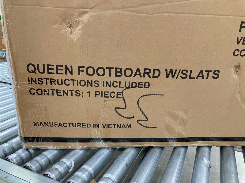 Photo 1 of ***FOOTBOARD AND SLATS ONLY***Signature Design by Ashley Maylee Traditional Tufted Queen Upholstered Panel FOOTBOARD AND SLATS, Foundation or Box Spring Needed, Dark Brown & Beige***FOOTBOARD AND SLATS ONLY***