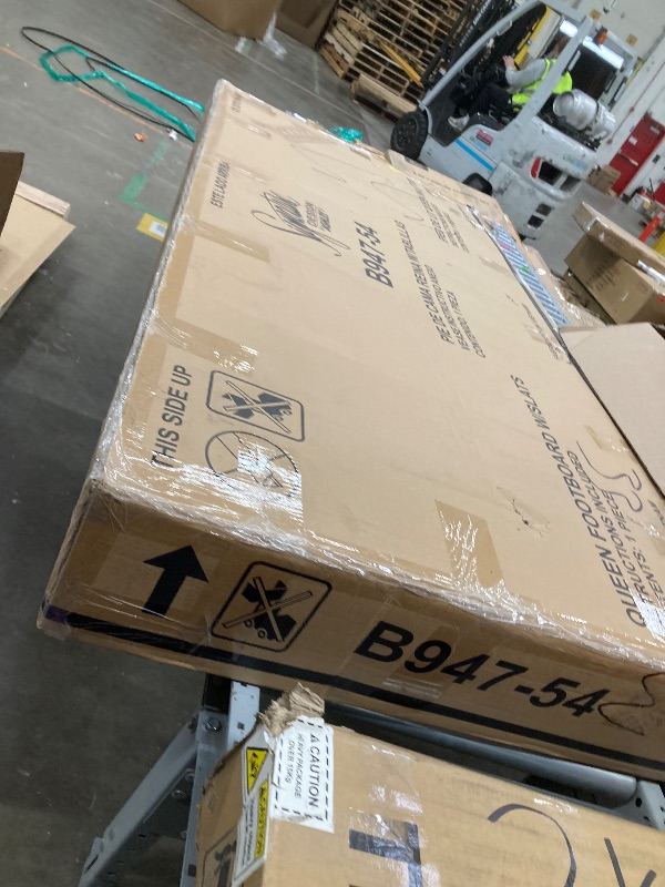 Photo 1 of ***FOOTBOARD AND SLATS ONLY***Signature Design by Ashley Maylee Traditional Tufted Queen Upholstered Panel FOOTBOARD AND SLATS, Foundation or Box Spring Needed, Dark Brown & Beige***FOOTBOARD AND SLATS ONLY***