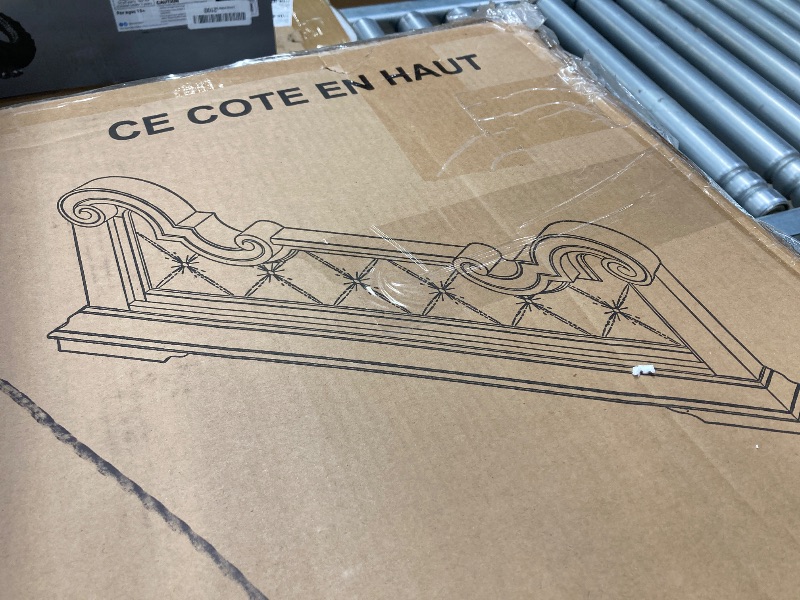 Photo 1 of ***FOOTBOARD AND SLATS ONLY***Signature Design by Ashley Maylee Traditional Tufted Queen Upholstered Panel FOOTBOARD AND SLATS, Foundation or Box Spring Needed, Dark Brown & Beige***FOOTBOARD AND SLATS ONLY***