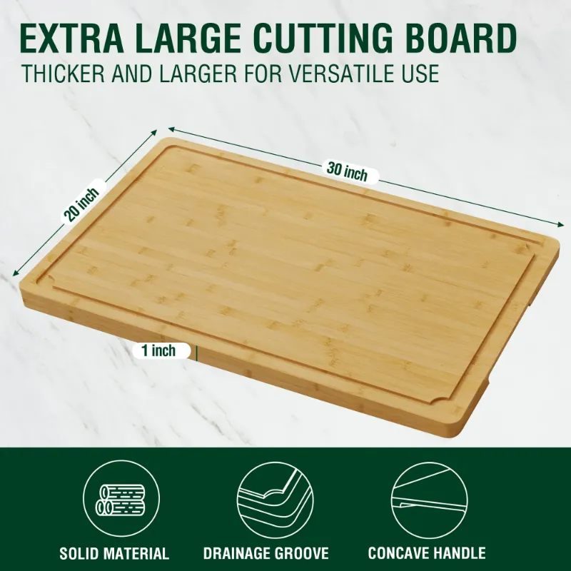 Photo 1 of ***SLIGHT SPLINTERING ON CORNERS***Empune 30 x 20 Extra Large Bamboo Cutting Board, Wooden Chopping Board for Kitchen, Stove Top Cover Large Charcuterie Board, Over the Sink Cutting Board, 4XL***SLIGHT SPLINTERING ON CORNERS***