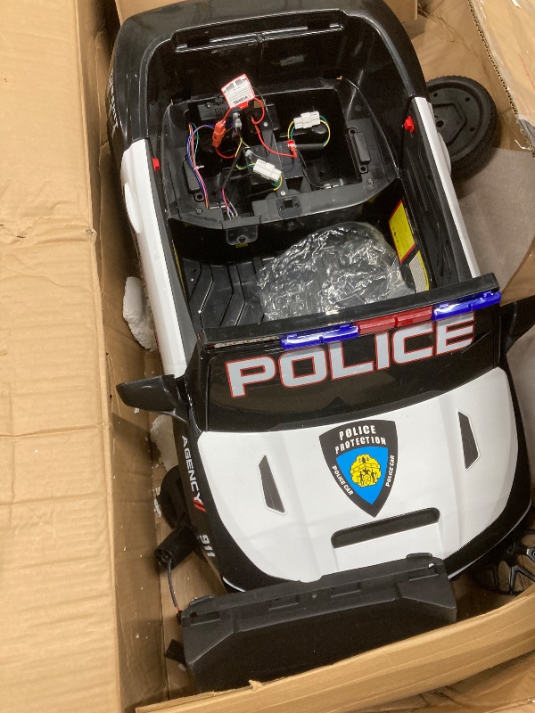 Photo 1 of 12V Police Car Ride On Toy for Kids with Remote Control,Megaphone, LED Lights, Alarm Sounds, Music, Battery Powered Electric Cop Car Gift for Boys Girls Ages 37+ Months