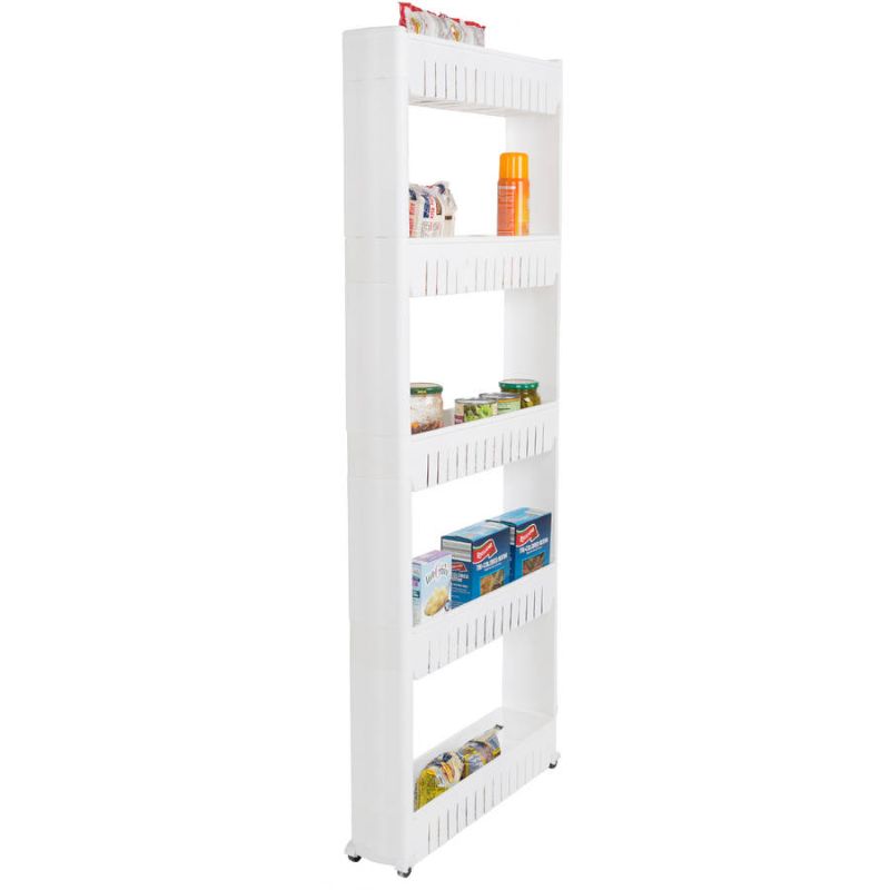Photo 1 of **MISSING ONE WHEEL**Lavish Home - Narrow Rolling Storage Cart, White - White