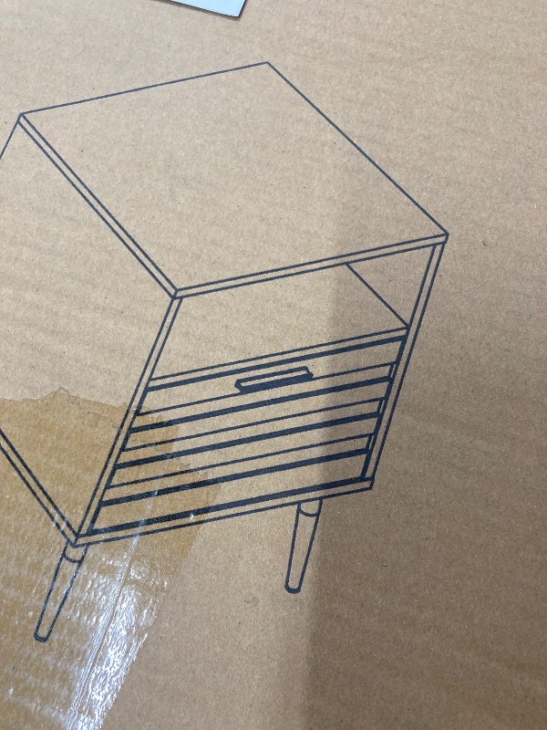 Photo 1 of **the photo and description is only to the reference, please see the second photo and manual***Huuger Nightstand with Charging Station, USB-C Port, Fluted Night Stand Set of 2, Bed Side Table with Drawer, Solid Wood Feet, Open Storage, End Table with Rais