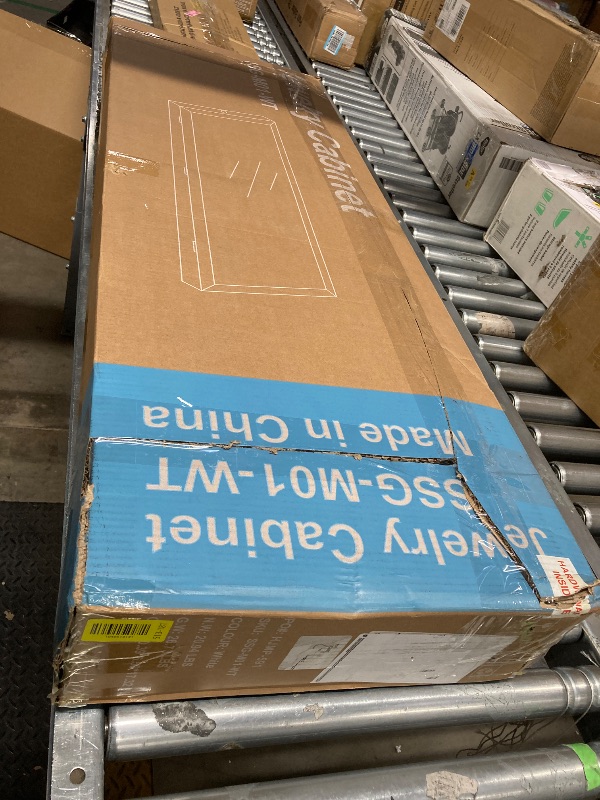 Photo 1 of ***MISSING PARTS -SELLING AS IS*** DUMOS 6 LEDs Mirror Jewelry Cabinet, Wall or Door Mounted Jewelry Organizer, 47.2-Inch Tall Lockable Large Capacity Cosmetic Storage, Gift Idea, White   ***MISSING KEYS***