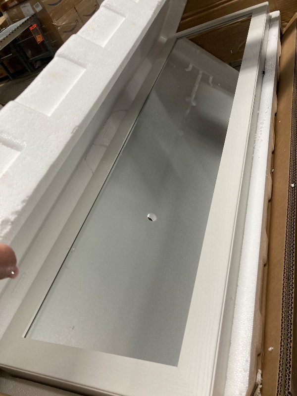 Photo 1 of ***MISSING PARTS -SELLING AS IS*** DUMOS 6 LEDs Mirror Jewelry Cabinet, Wall or Door Mounted Jewelry Organizer, 47.2-Inch Tall Lockable Large Capacity Cosmetic Storage, Gift Idea, White   ***MISSING KEYS***