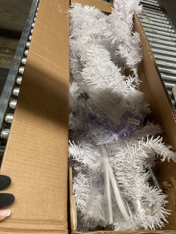 Photo 1 of **The photo and description are for reference only.**Waikiizyu 4ft White Christmas Tree with Lights, Small Artificial Lighted Christmas Trees, Not Pre-lit Xmas Tree, Indoor Christmas Decorations for Home, Office, Party Décor