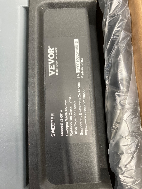 Photo 1 of 
VEVOR Walk-Behind Hand Push Floor Sweeper, 25.6" Sweeping Width Floor Sweeper Manual Non-Electric, 5-Gallon Waste Container, Angle & Height Adjustable Folding Handle for Walkway, Yard, Garage, Patio