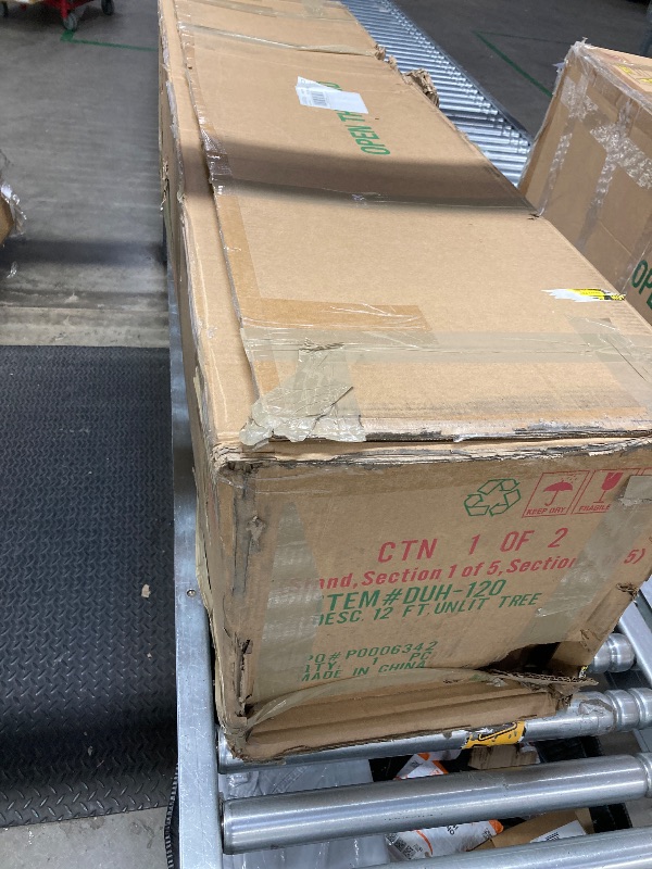 Photo 1 of **BOX 1 OF 2 **, National Tree Company 12 ft Unlit Dunhill Fir Artificial Full Christmas Tree, 7,794 Tips, Includes Stand, Green