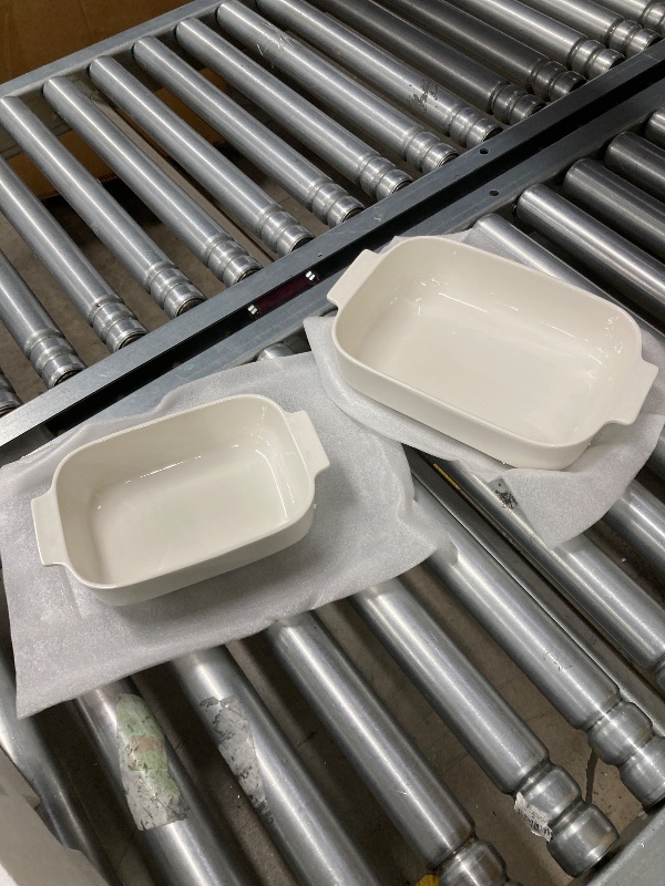 Photo 1 of *** SET OF 2 ONLY*** MALACASA Casserole Dishes for Oven, Ceramic Baking Dishes Set of 2, Rectangular Lasagna Pan Deep Baking Pans, Bakeware Sets with Handles Gift Set, White (/11.7''/9.4''), Series BAKE