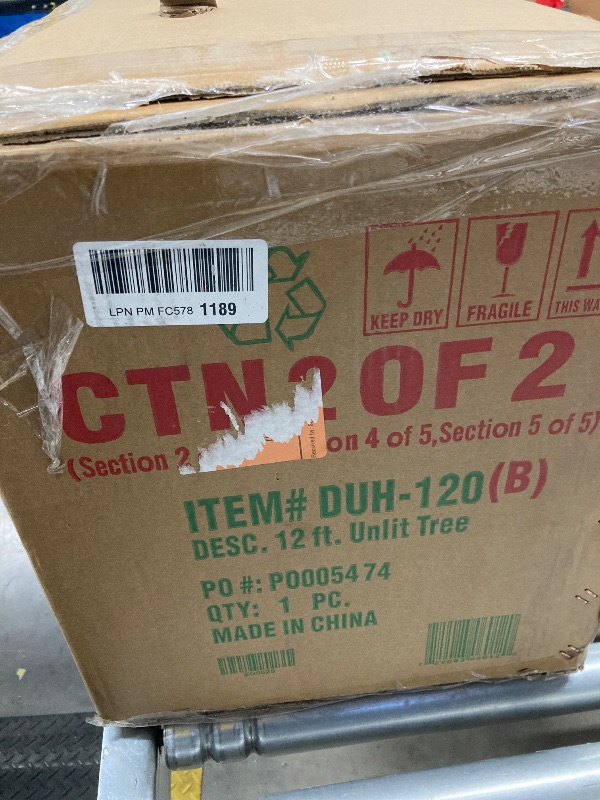 Photo 1 of ***BOX 2 OF 2 -MISSING BOX #1 -SELLING AS IS)*** National Tree Company 12 ft Unlit Dunhill Fir Artificial Full Christmas Tree, 7,794 Tips, Includes Stand, Green