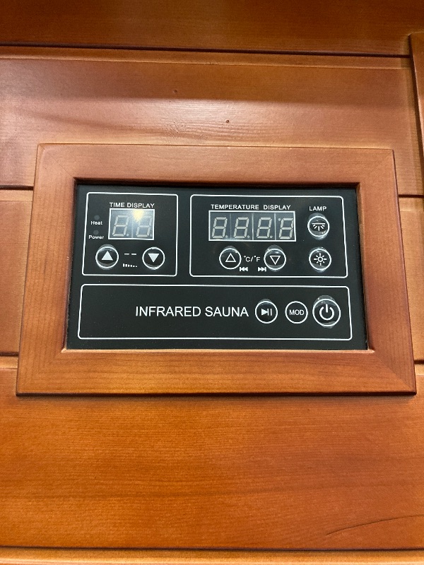 Photo 1 of **Need  to buy an adapter, please see the photos, RESTISLAND 4 Person Far Infrared Sauna Indoor, Low EMF Wooden Sauna at Home with Bluetooth, Therapy Light, LCD Panel. ITS NOT PERMITTED TO RETOUR, NOT REFUNDED.