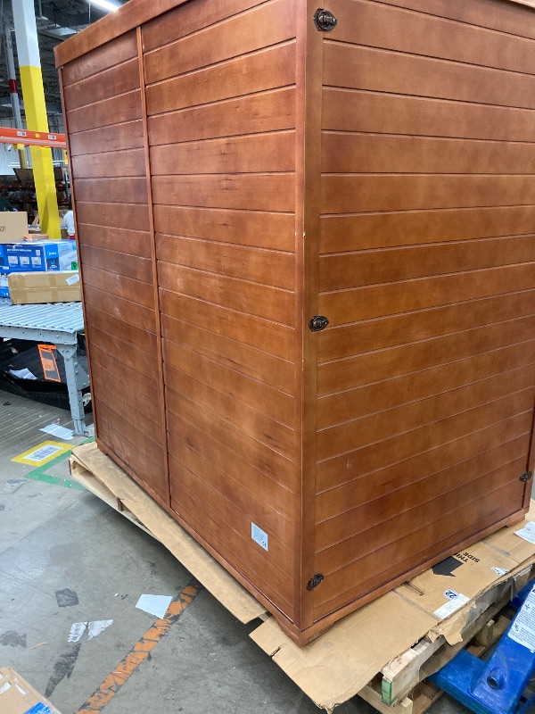 Photo 1 of **Need  to buy an adapter, please see the photos, RESTISLAND 4 Person Far Infrared Sauna Indoor, Low EMF Wooden Sauna at Home with Bluetooth, Therapy Light, LCD Panel. ITS NOT PERMITTED TO RETOUR, NOT REFUNDED.