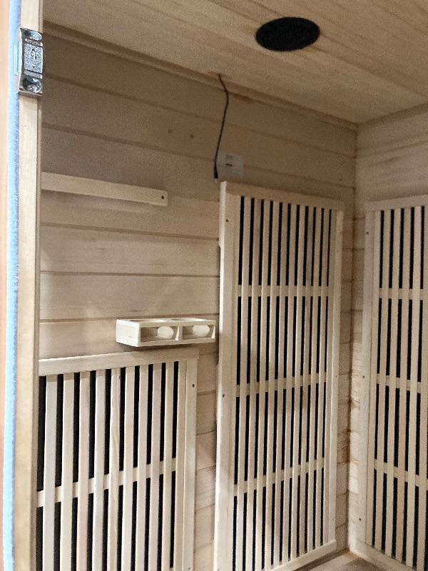 Photo 1 of **Need  to buy an adapter, please see the photos, RESTISLAND 4 Person Far Infrared Sauna Indoor, Low EMF Wooden Sauna at Home with Bluetooth, Therapy Light, LCD Panel. ITS NOT PERMITTED TO RETOUR, NOT REFUNDED.