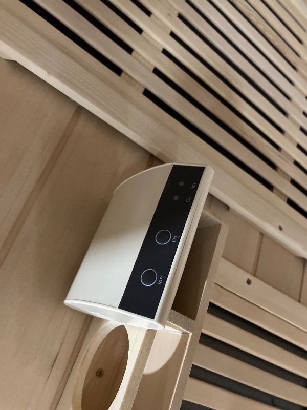 Photo 1 of **Need  to buy an adapter, please see the photos, RESTISLAND 4 Person Far Infrared Sauna Indoor, Low EMF Wooden Sauna at Home with Bluetooth, Therapy Light, LCD Panel. ITS NOT PERMITTED TO RETOUR, NOT REFUNDED.