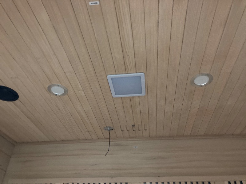 Photo 1 of **Need  to buy an adapter, please see the photos, RESTISLAND 4 Person Far Infrared Sauna Indoor, Low EMF Wooden Sauna at Home with Bluetooth, Therapy Light, LCD Panel. ITS NOT PERMITTED TO RETOUR, NOT REFUNDED.