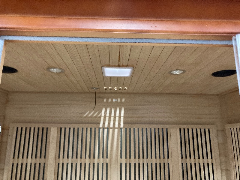 Photo 1 of **Need  to buy an adapter, please see the photos, RESTISLAND 4 Person Far Infrared Sauna Indoor, Low EMF Wooden Sauna at Home with Bluetooth, Therapy Light, LCD Panel. ITS NOT PERMITTED TO RETOUR, NOT REFUNDED.
