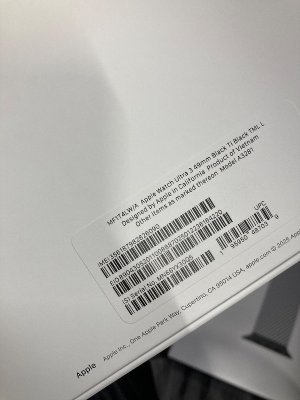 Photo 1 of ---------- FACTORY SEALED ---------- Apple Watch Ultra 3 [GPS + Cellular 49mm] Running & Multisport Smartwatch w/Rugged Titanium Case w/Black Titanium Milanese Loop - L. Satellite Communications, Advanced Health & Fitness Tracking